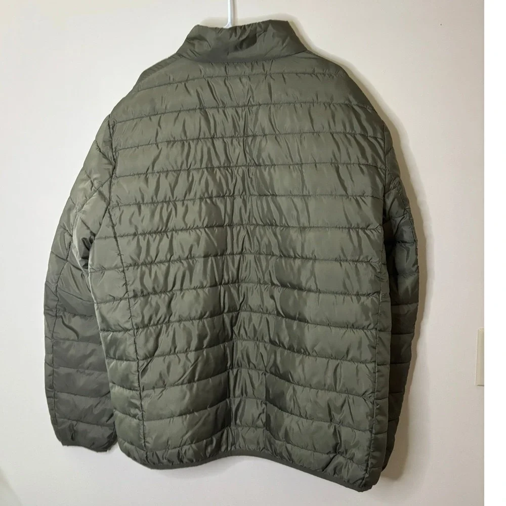 True Religion Olive Green Quilted Puffer Jacket Mens Size 2X FLAW Lightweight